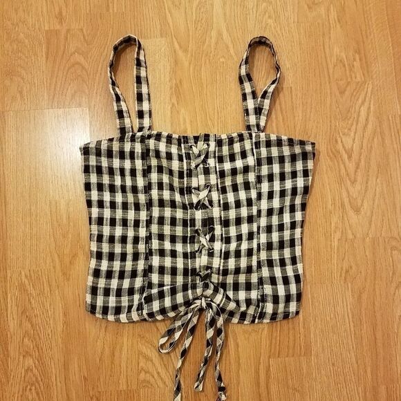 Tinsel Gingham Smocked Corset Tank - Picture 2 of 8